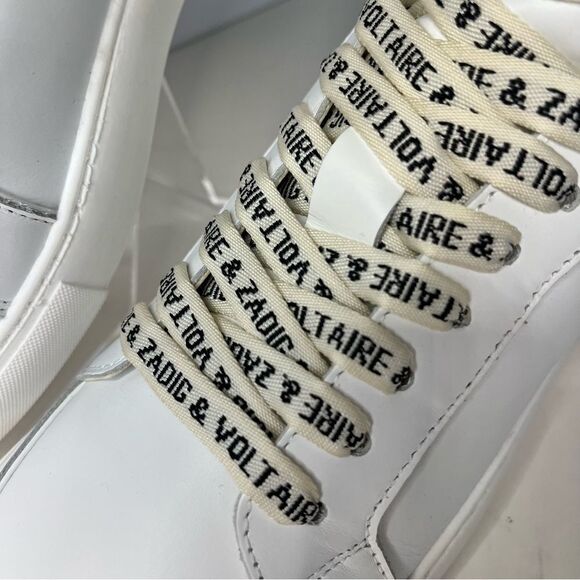 Zadig and Voltaire High Flash Calfskin Sneakers, Red Lightening Bolt, 7, NIB - Picture 8 of 14